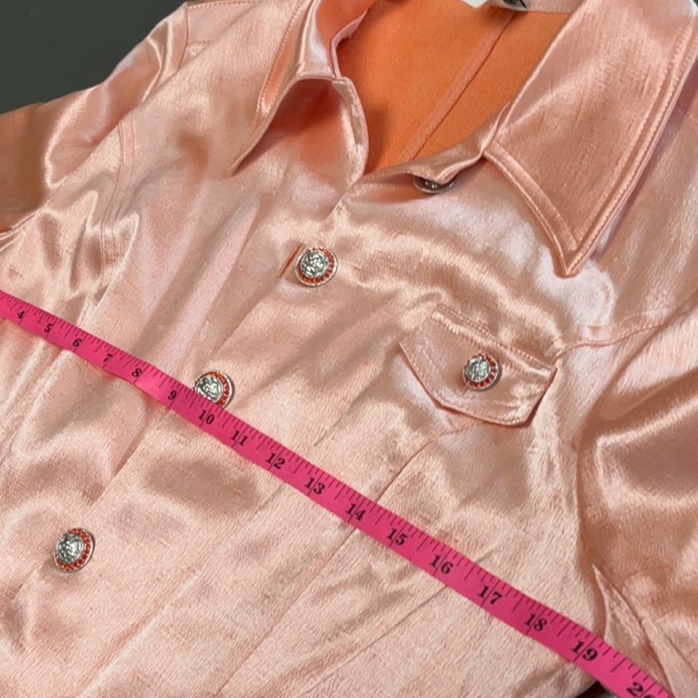 Vintage Massconi Women's Peach Satin Jacket & Bodysuit Set - Picture 8 of 13
